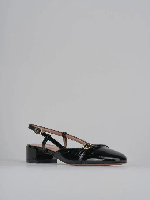 Décolleté e slingback tacco 3cm vernice nero