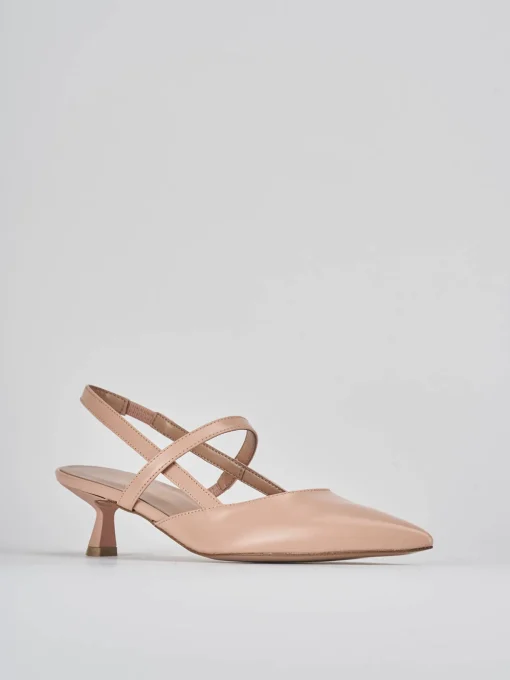 Décolleté e slingback tacco 5cm pelle rosa