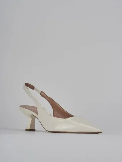 Décolleté e slingback tacco 6cm vernice bianco