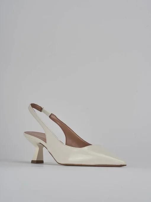 Décolleté e slingback tacco 6cm vernice bianco