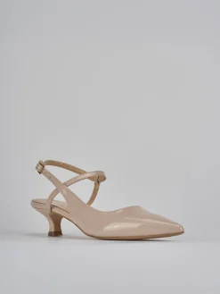 Décolleté e slingback tacco 4cm vernice beige