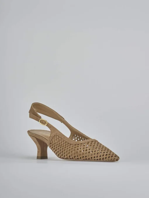 Décolleté e slingback tacco 6cm camoscio marrone