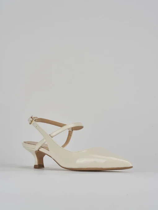 Décolleté e slingback tacco 4cm vernice bianco