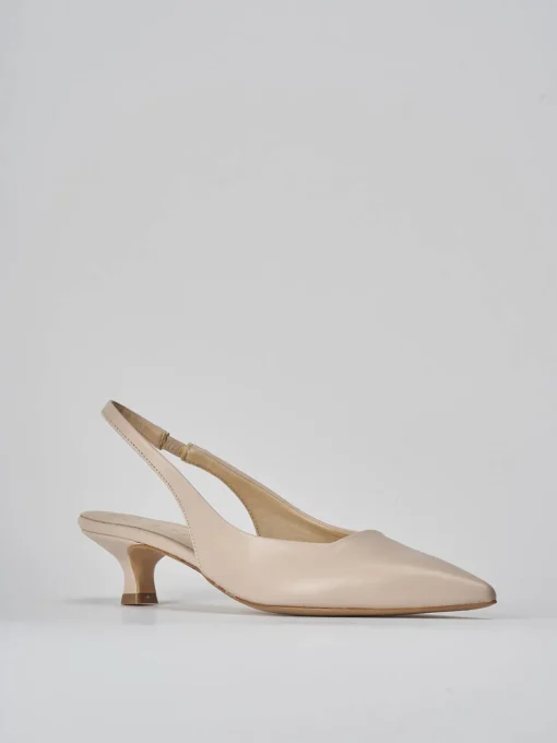Décolleté e slingback tacco 3cm pelle beige