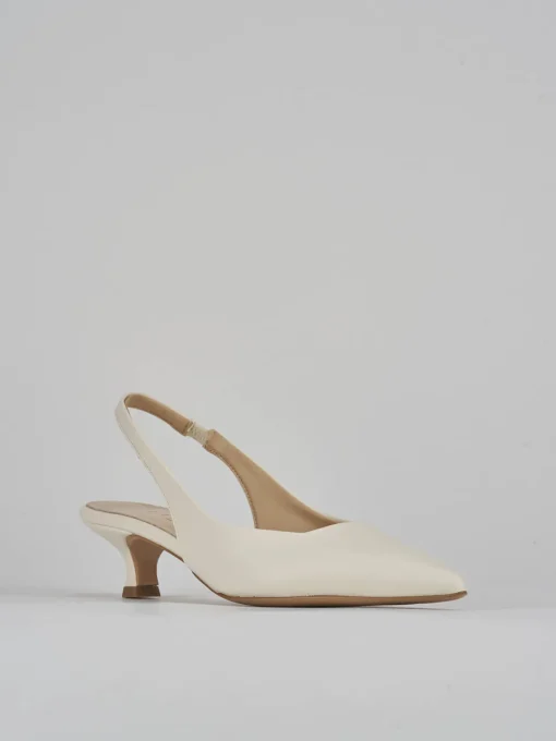 Décolleté e slingback tacco 3cm pelle bianco