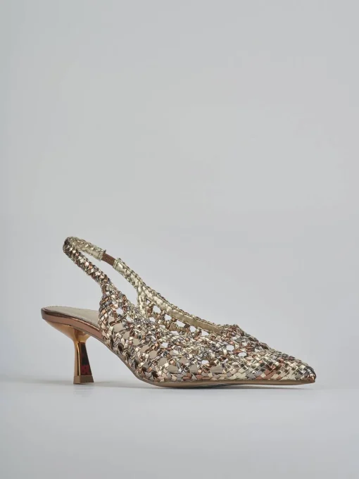 Décolleté e slingback tacco 4cm pelle bronzo