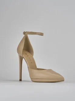 Décolleté e slingback tacco 11cm pelle marrone