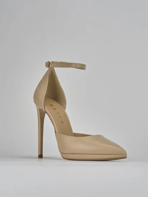 Décolleté e slingback tacco 11cm pelle marrone