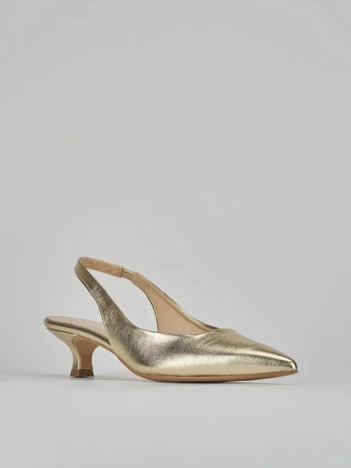 Décolleté e slingback tacco 4cm pelle oro