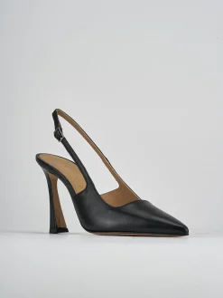 Décolleté e slingback tacco 9cm pelle nero