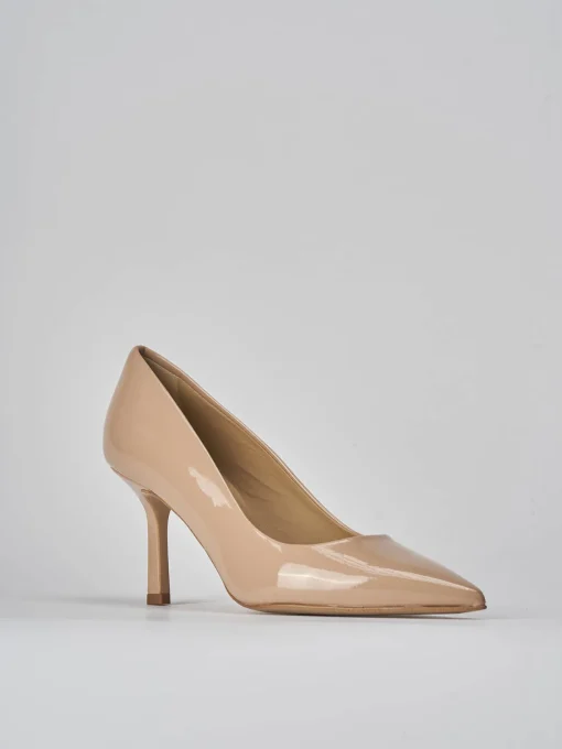 Décolleté e slingback tacco 7cm vernice beige