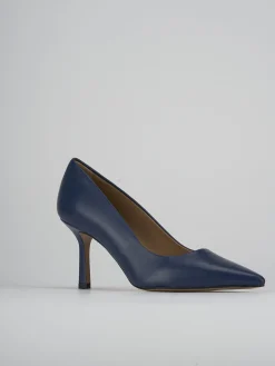 Décolleté e slingback tacco 7cm pelle blu