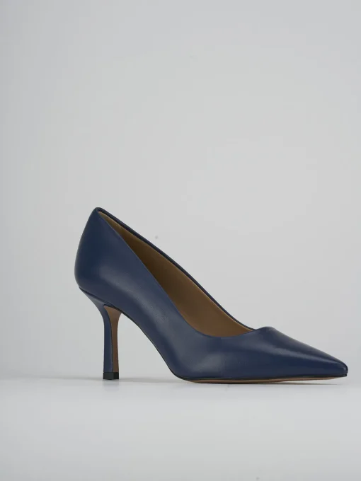Décolleté e slingback tacco 7cm pelle blu