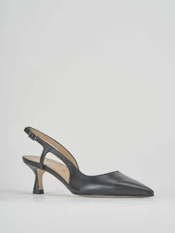 Décolleté e slingback tacco 6cm pelle nero