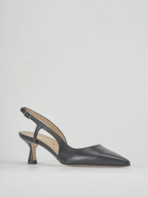 Décolleté e slingback tacco 6cm pelle nero