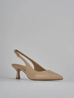 Décolleté e slingback tacco 5cm pelle marrone