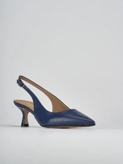 Décolleté e slingback tacco 5cm pelle blu