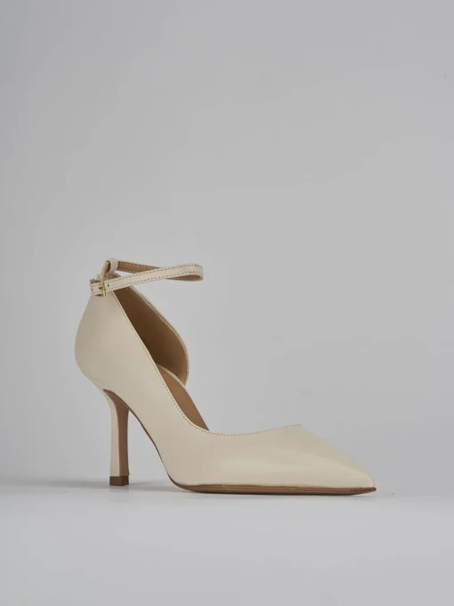 Décolleté e slingback tacco 7cm pelle bianco