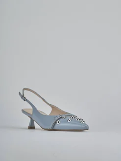 Décolleté e slingback tacco 5cm vernice azzurro