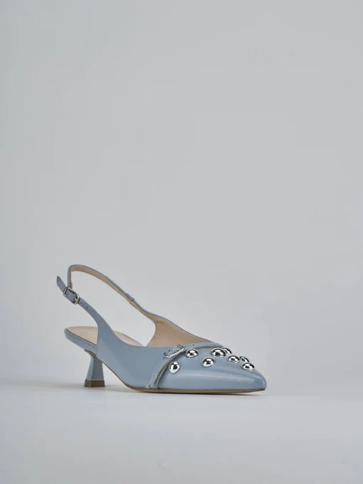 Décolleté e slingback tacco 5cm vernice azzurro