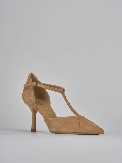 Décolleté e slingback tacco 7cm camoscio marrone