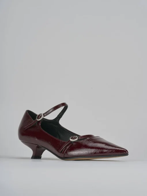 Décolleté e slingback tacco 4cm vernice bordo'