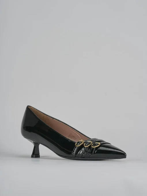 Décolleté e slingback tacco 5cm vernice nero
