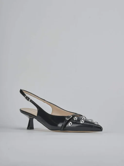 Décolleté e slingback tacco 5cm vernice nero