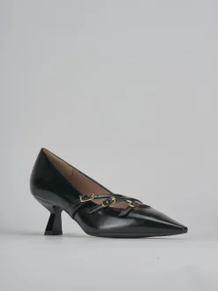 Décolleté e slingback tacco 6cm pelle nero