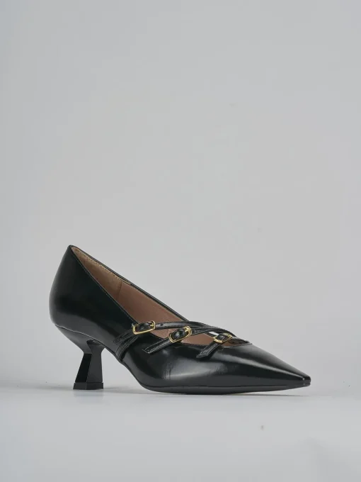 Décolleté e slingback tacco 6cm pelle nero