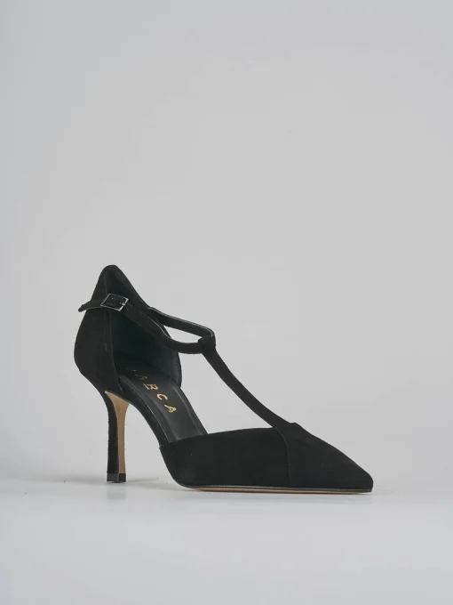 Décolleté e slingback tacco 8cm camoscio nero