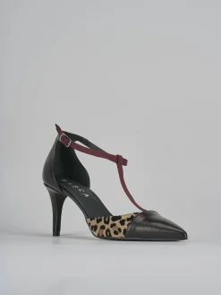 Décolleté e slingback tacco 7cm pelle nero