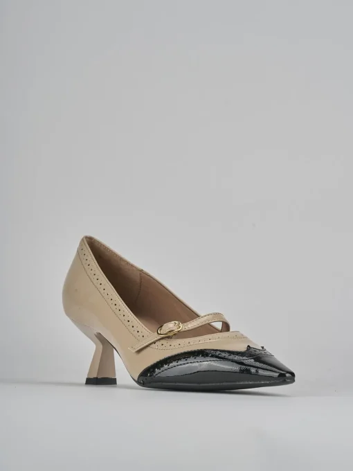 Décolleté e slingback tacco 6cm vernice beige