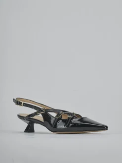 Décolleté e slingback tacco 4cm vernice nero