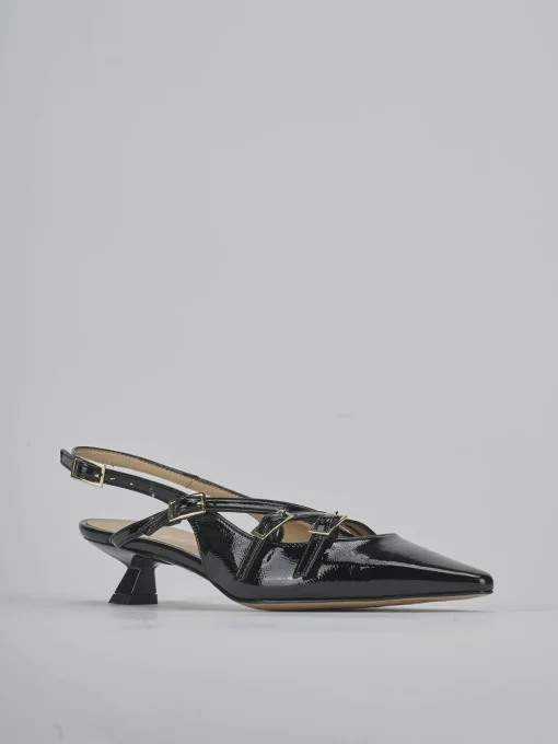 Décolleté e slingback tacco 4cm vernice nero