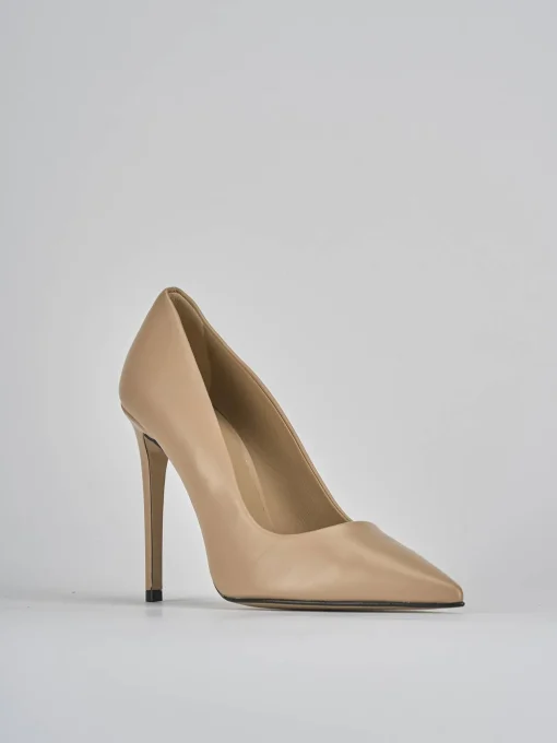Décolleté e slingback tacco 10cm pelle marrone