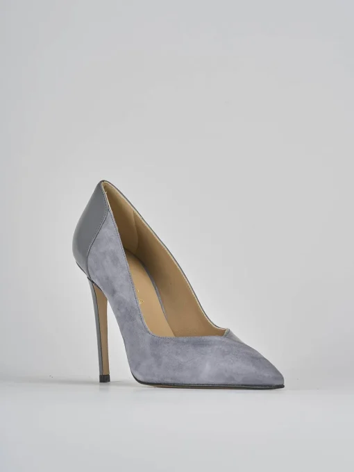 Décolleté e slingback tacco 11cm camoscio grigio