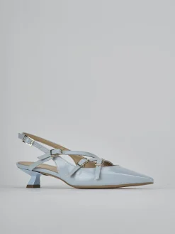 Décolleté e slingback tacco 4cm vernice azzurro