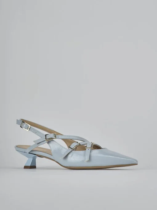 Décolleté e slingback tacco 4cm vernice azzurro