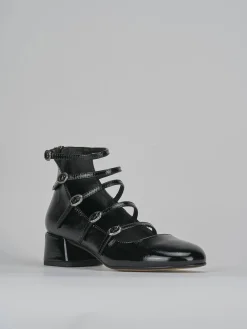 Décolleté e slingback tacco 4cm vernice nero