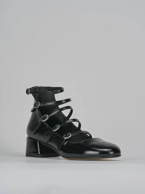 Décolleté e slingback tacco 4cm vernice nero