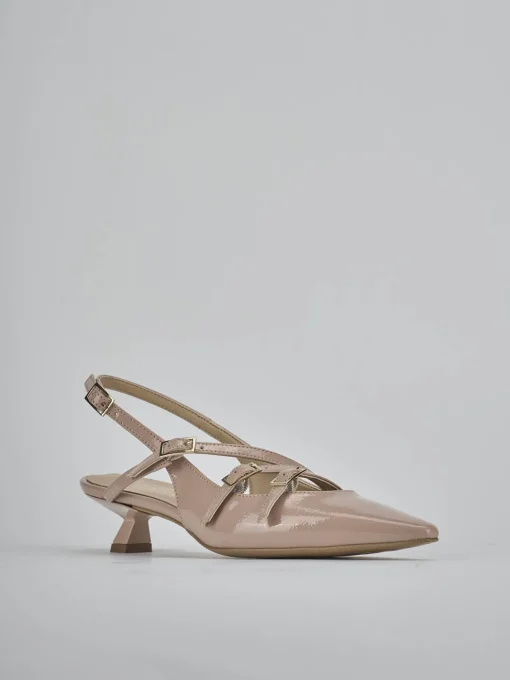 Décolleté e slingback tacco 4cm vernice beige