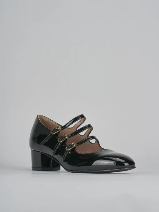 Décolleté e slingback tacco 4cm vernice nero