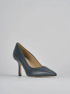 Décolleté e slingback tacco 7cm pelle blu
