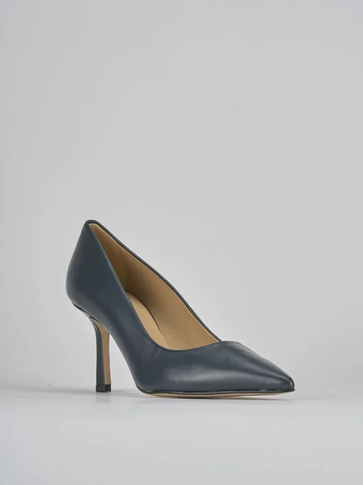 Décolleté e slingback tacco 7cm pelle blu