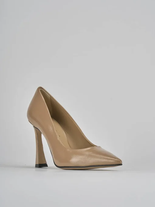 Décolleté e slingback tacco 10cm vernice marrone