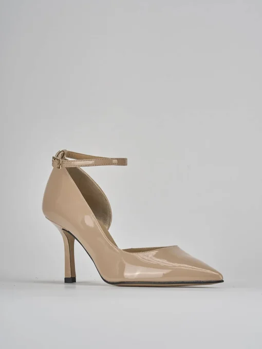 Décolleté e slingback tacco 7cm vernice beige