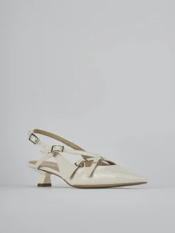 Décolleté e slingback tacco 4cm vernice bianco