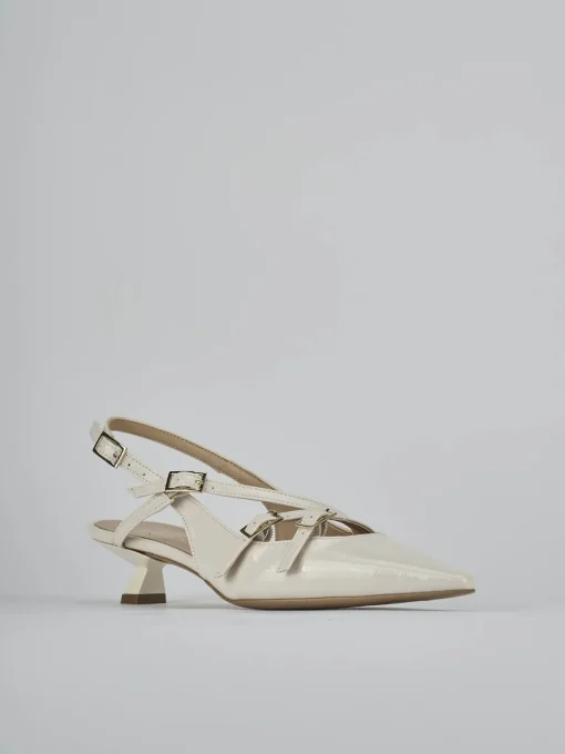 Décolleté e slingback tacco 4cm vernice bianco