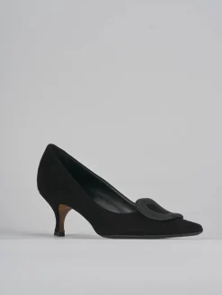 Décolleté e slingback tacco 5cm camoscio nero